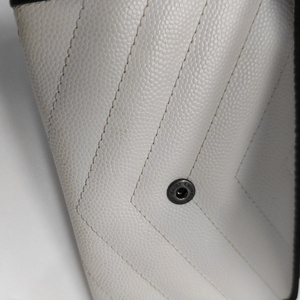 Chevron Calfskin Wallet White