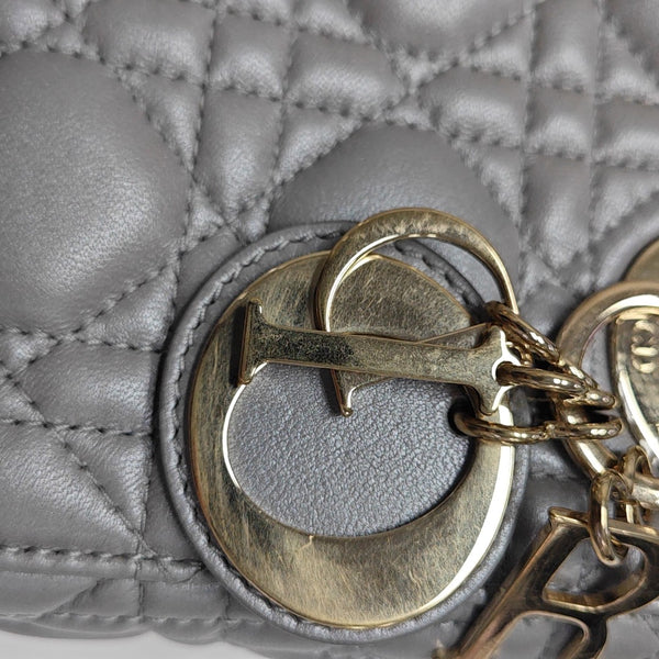 Lady Dior Mini Cannage Lambskin Silver
