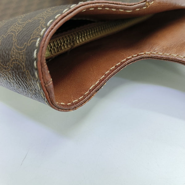 Coated Canvas Top Handle Bag Brown