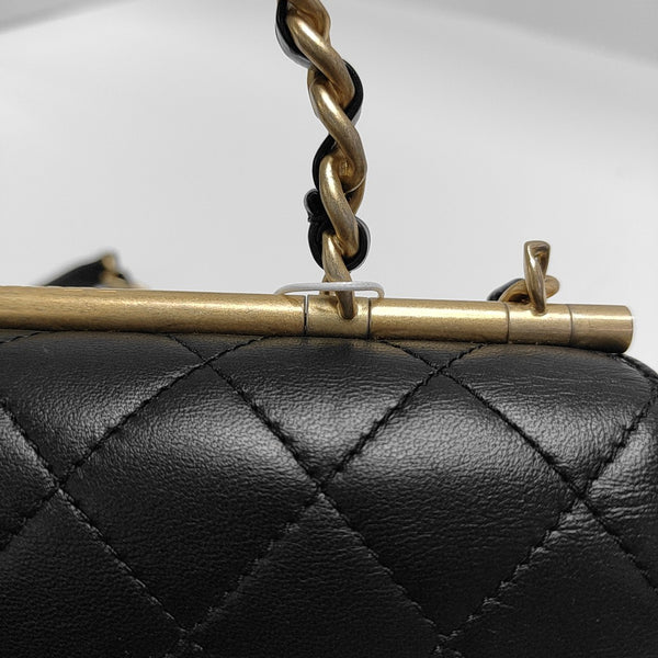 TWO TONE CHAIN HANDLE Small Quilted Lambskin Black