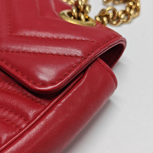 GG Marmont Small Quilted Calfskin Red