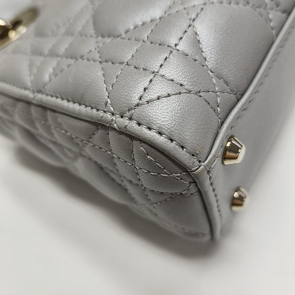 Lady Dior Mini Cannage Lambskin Gray