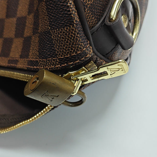 KEEPALL 45 Damier Ebene Coated Canvas Brown