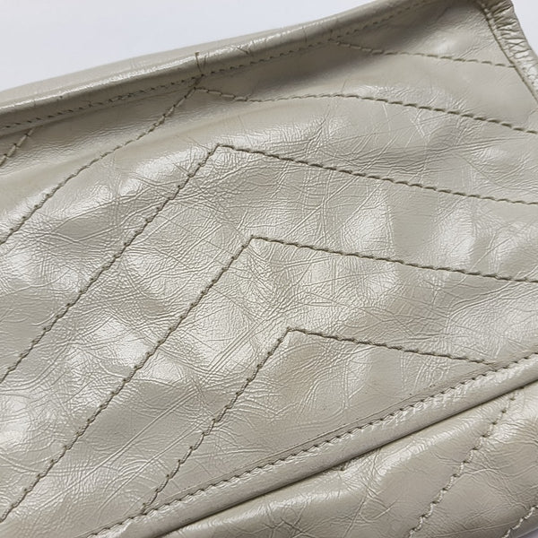 NIKI Small Chevron Calfskin White