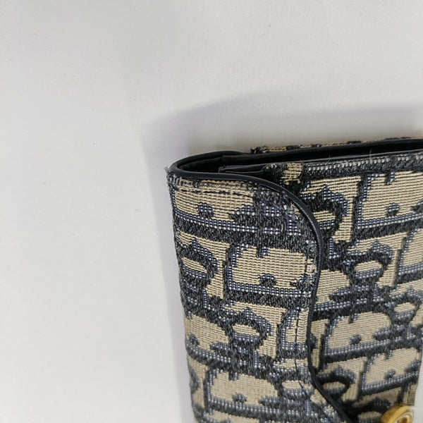 Saddle Mini Oblique Canvas Blue Wallet