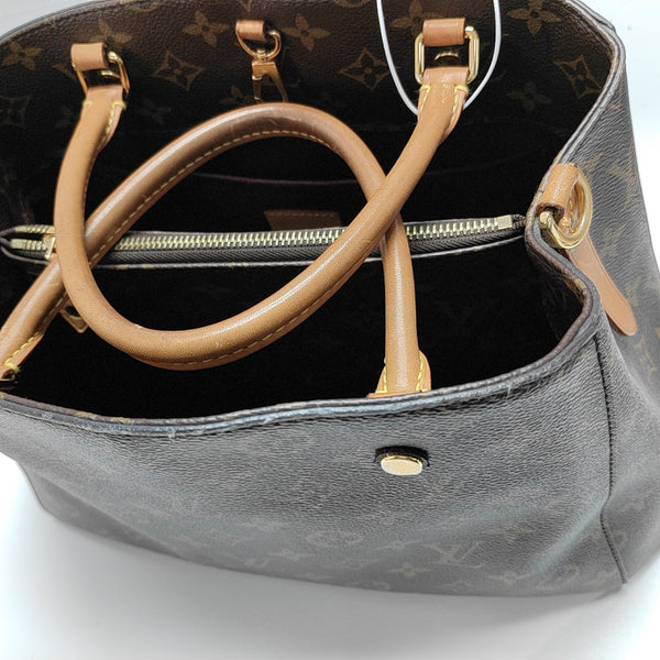MONTAIGNE GM Monogram Coated Canvas Brown