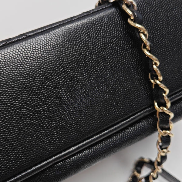 COCO HANDLE Small Quilted Grained Calfskin Black