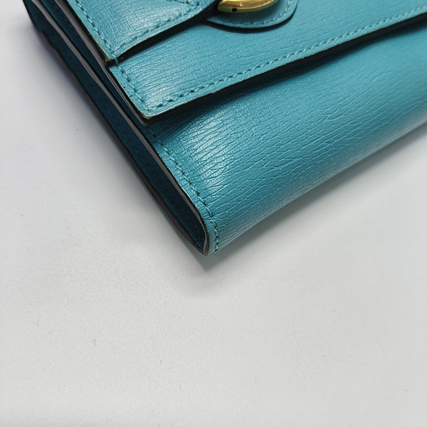 Bright Bit Calfskin Blue Wallet