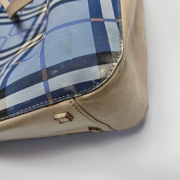 Coated Canvas Top Handle Bag Blue