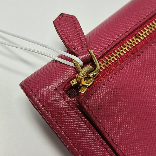 Fold Wallet Saffiano Calfskin Red Wallet