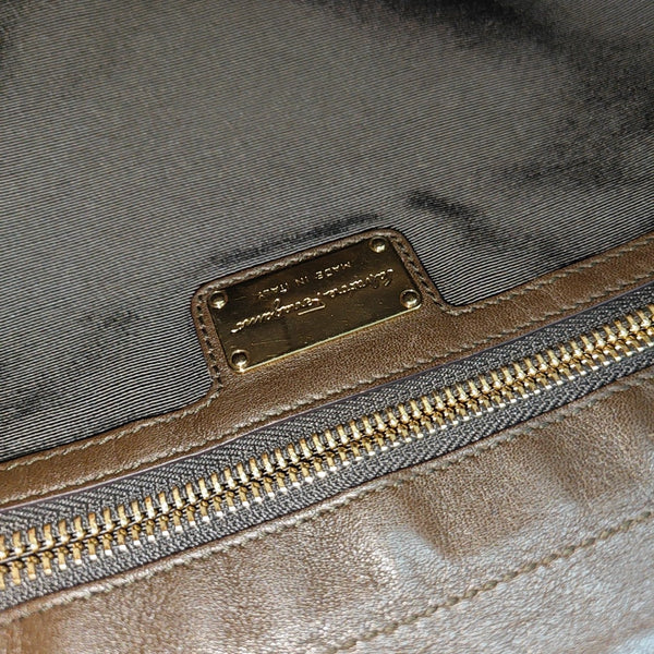 Calfskin Top Handle Bag Brown