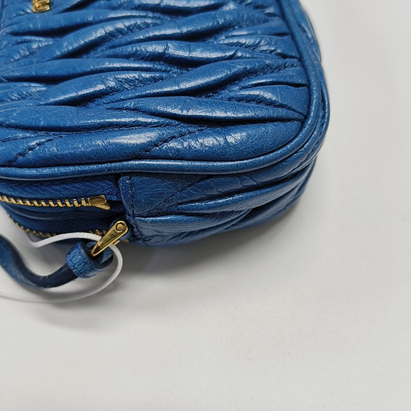 Quilted Lambskin Top Handle Bag Blue