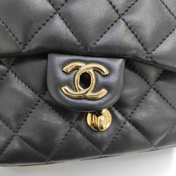 Quilted Lambskin Shoulder Bag Mini Black