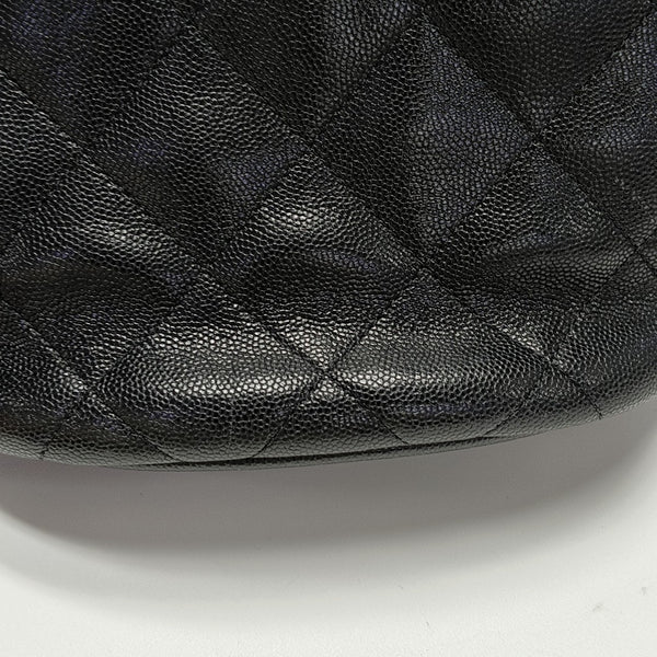 Quilted Grained Calfskin Shoulder Bag Black