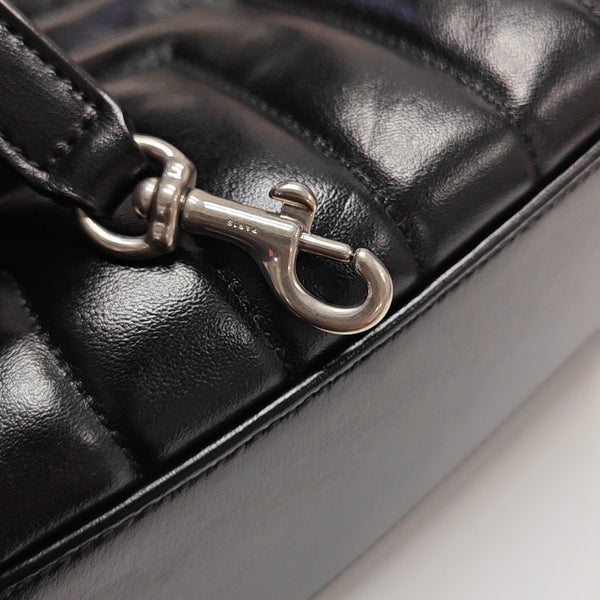 Chevron Leather Tote Bag Black