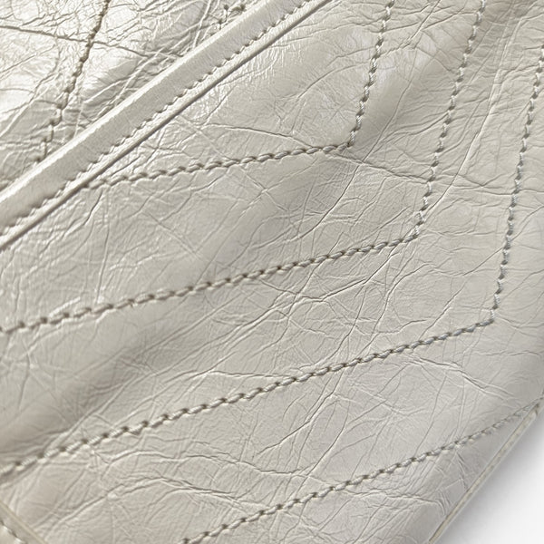 NIKI Small Chevron Calfskin White