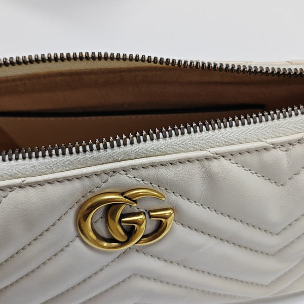 GG Marmont Small Quilted Calfskin White