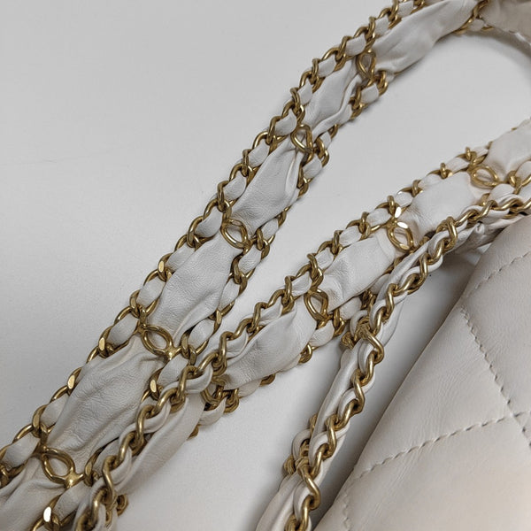 CHANEL 19 Small Quilted Calfskin White