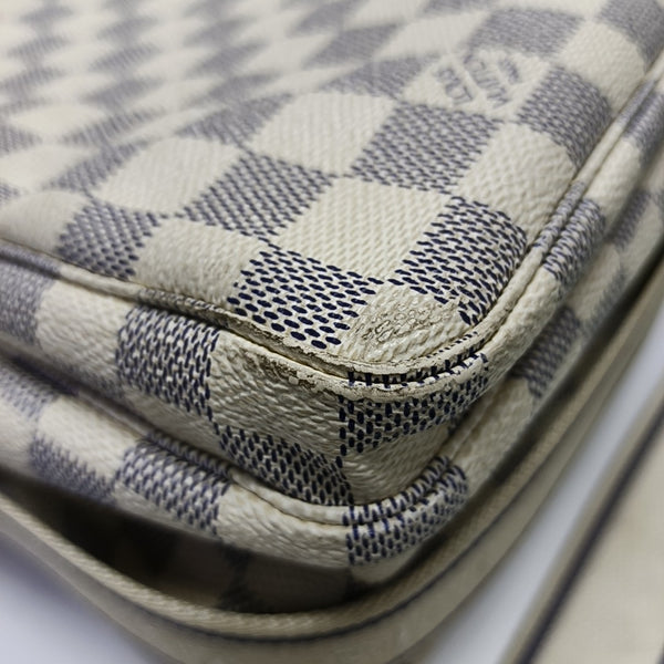 NAVIGLIO Damier Azur Coated Canvas White