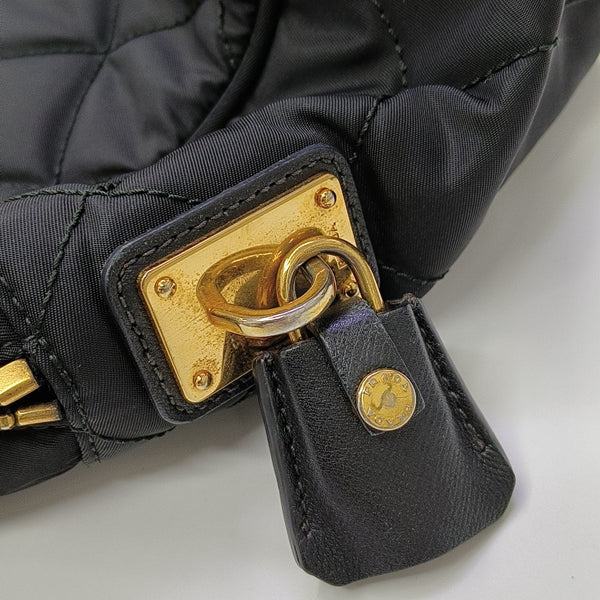 Quilted Nylon Shoulder Bag Black