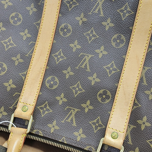 KEEPALL 55 Monogram Coated Canvas Brown