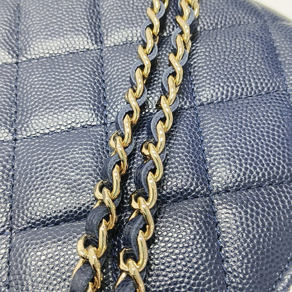 WOC Quilted Grained Calfskin Blue