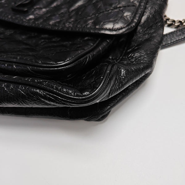 NIKI Large Chevron Calfskin Black