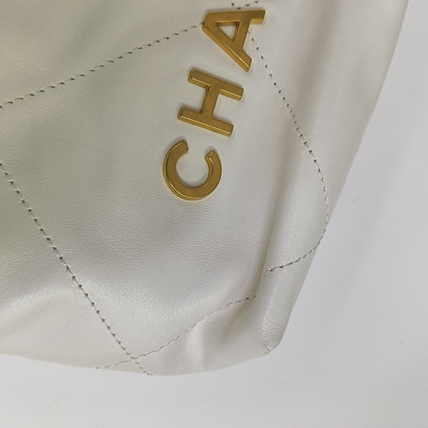 CHANEL 22 Mini Quilted Calfskin White