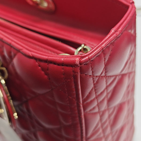 Lady Dior Large Cannage Lambskin Red