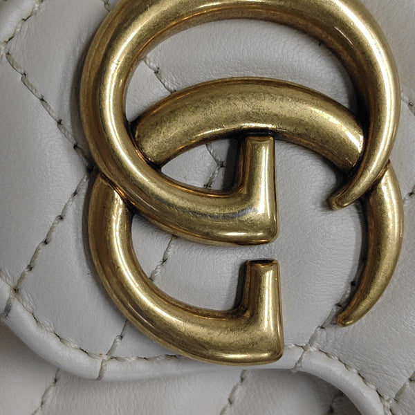 GG Marmont Mini Quilted Calfskin White