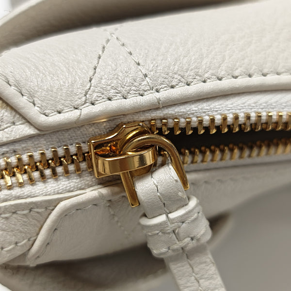 Cannage Calfskin Shoulder Bag Small White