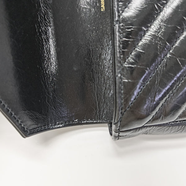 ENVELOPE Small Chevron Calfskin Black