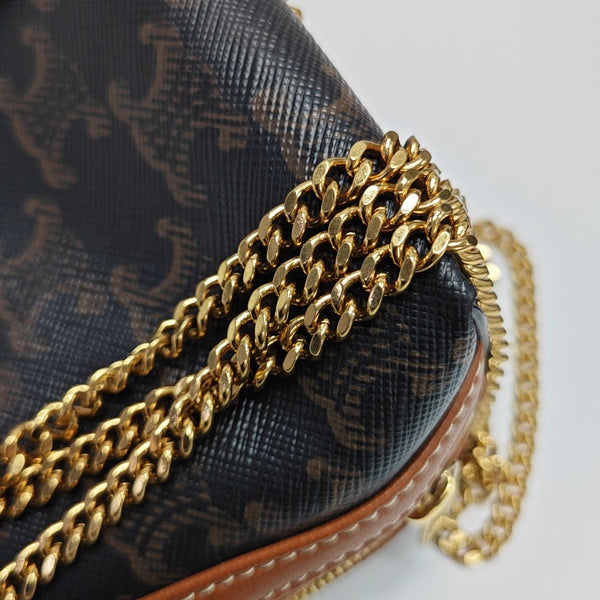 Authenticated pre-owned TRIOMPHE CANVAS Mini Coated Canvas Brown - Shoulder Bag at Looply