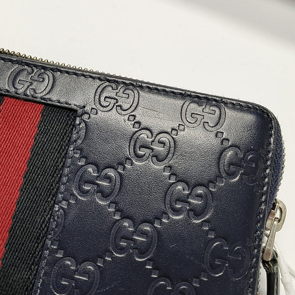 Signature Monogram Calfskin Blue Wallet