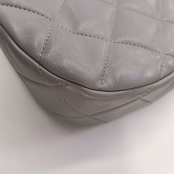 Quilted Lambskin Top Handle Bag Gray