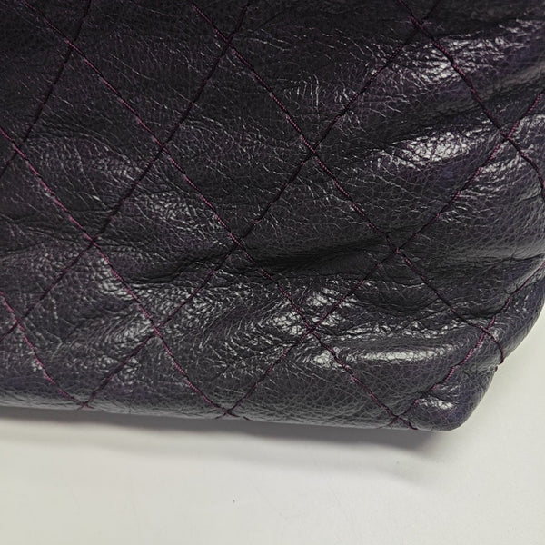 Quilted Calfskin Tote Bag Purple