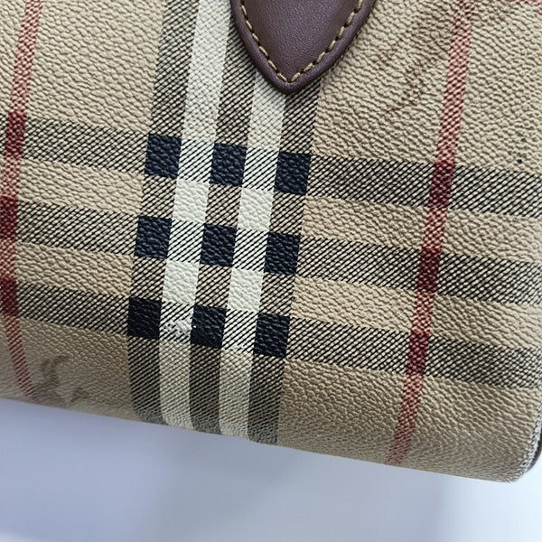 Coated Canvas Top Handle Bag Beige