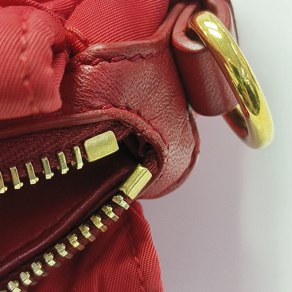 Quilted Nylon Tote Bag Red
