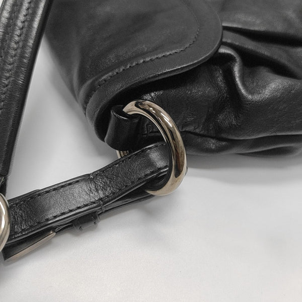 Leather Top Handle Bag Black
