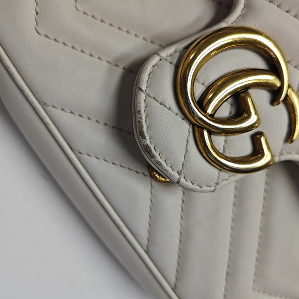 GG Marmont Mini Quilted Calfskin White