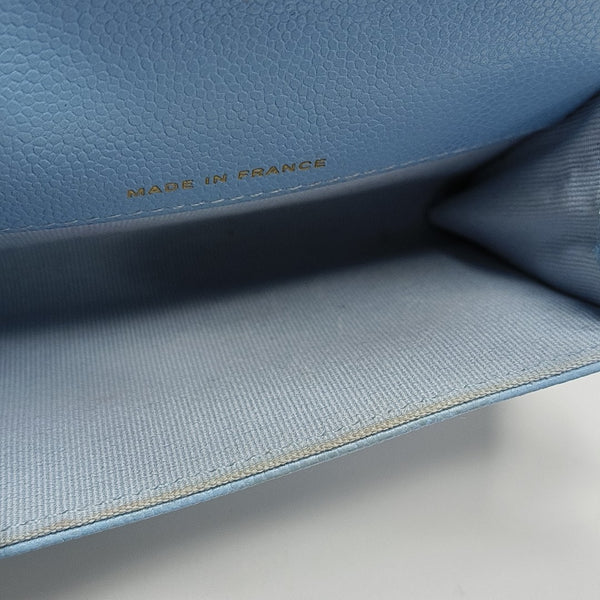 CLASSIC FLAP Quilted Grained Calfskin Blue Card Holder