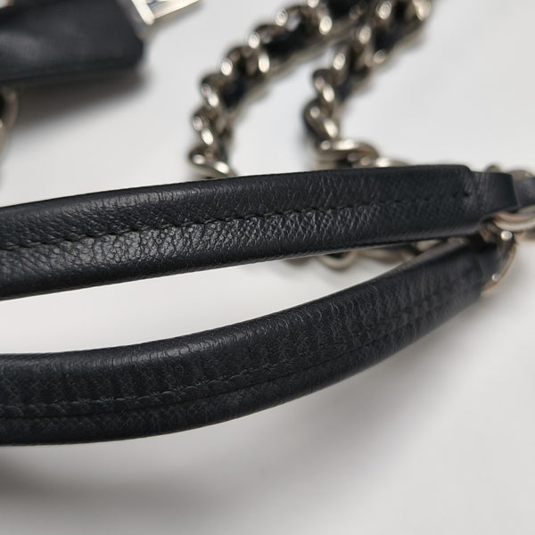 Quilted Nylon Top Handle Bag Black