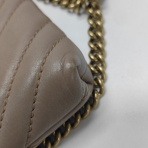 GG Marmont Mini Quilted Calfskin Beige