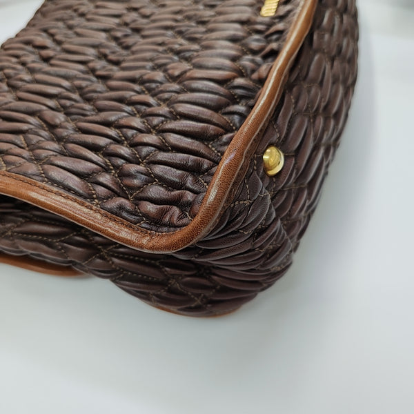 Crystal Quilted Lambskin Brown