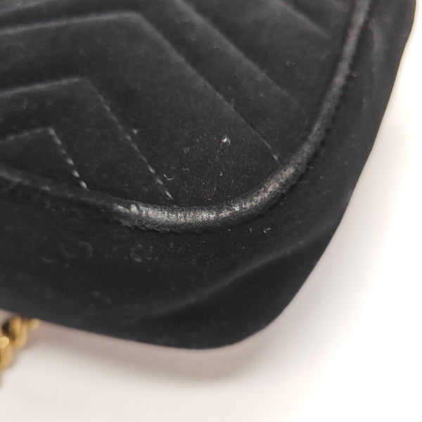 GG Marmont Small Quilted Velvet Black