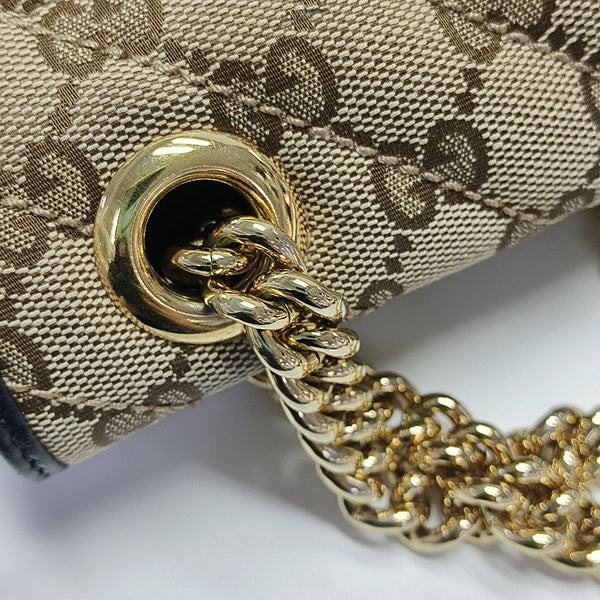 GG Marmont Small Quilted Canvas Brown