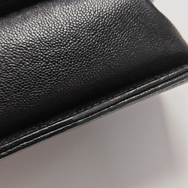 Leboy Small Chevron Grained Calfskin Black