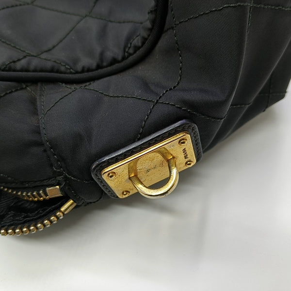 Chain Tote Quilted Nylon Black