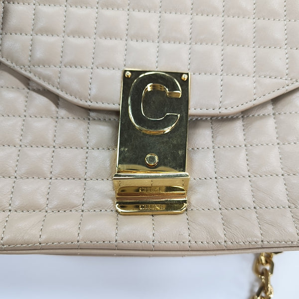 C Medium Quilted Calfskin Beige