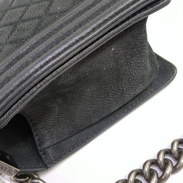 BOY CHANEL Medium Quilted Grained Calfskin Black